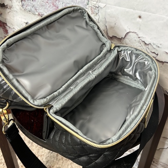 Betsey Johnson black & gold lunch tote bag hearts stars - Picture 6 of 10